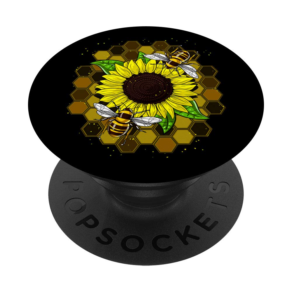 Organic Sunflower Honey Beekeeper Floral PopSockets Swappable PopGrip - Nature Inspired Phone Grip & Stand for Beekeepers, Hippie Style Lovers, and Outdoor Enthusiasts