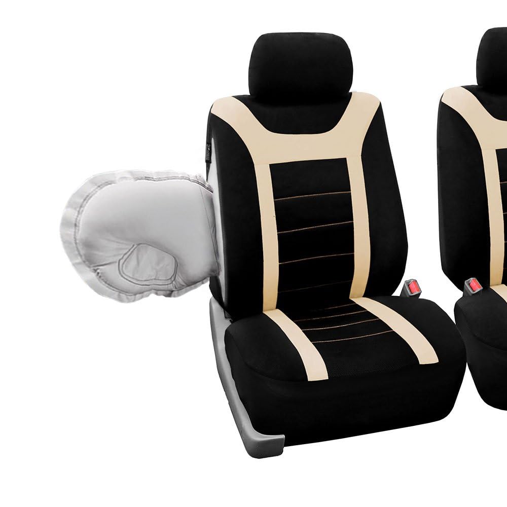 Premium FH Group Car Seat Covers - Universal Fit for Cars, Trucks & SUVs | Sports Fabric, Airbag Compatible | Easy Installation | Gray/Black (FB070102) | Perfect for Daily Commute, Road Trips & Vehicle Protection