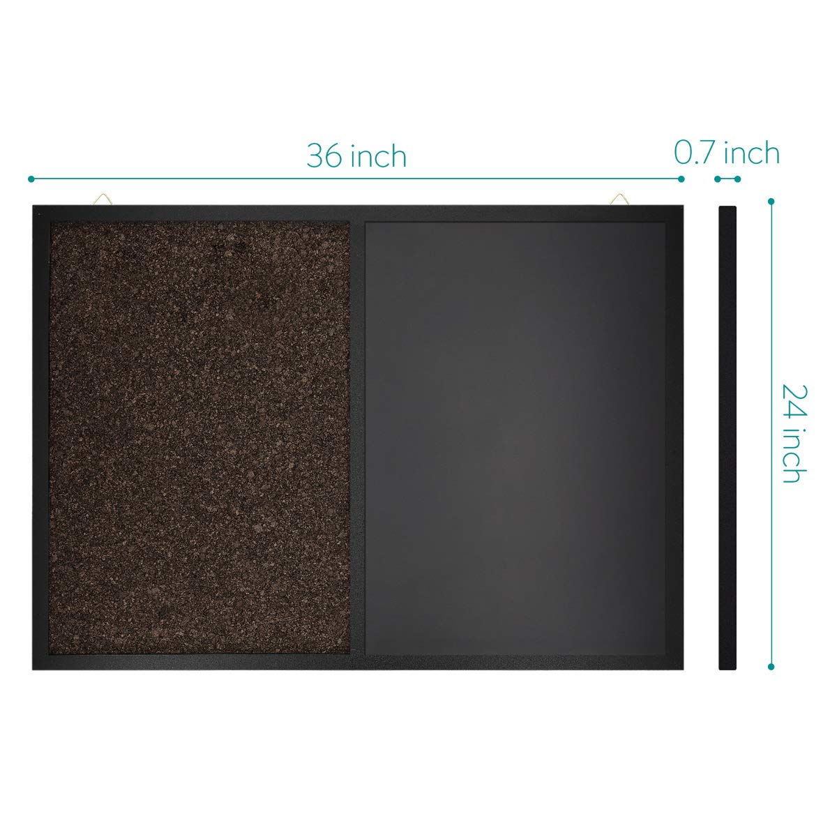 Navaris 24x36 Inch Magnetic Chalkboard and Cork Bulletin Board Combo - Framed Wall Mount Chalk Board with Cork for Office, Classroom or Home - Includes Chalk, Push Pins & Magnets (Ideal for Notes, Memos & Organization)
