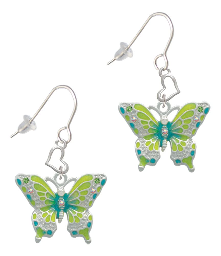 Silver Butterfly Heart French Earrings for Women - Elegant Party Jewelry