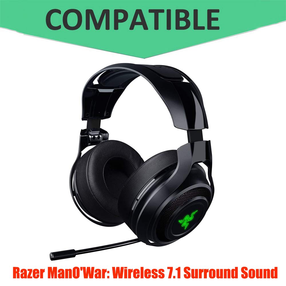 Replacement Headband Cushion & Ear Pads for Razer ManO'War 7.1 Surround Sound Gaming Headset - Black - Comfort Upgrade for Long Gaming Sessions