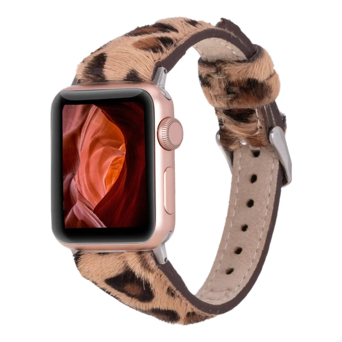 Stylish Faux Leopard Print Leather Apple Watch Band - Slim & Comfortable Design for Workouts, Office & Everyday Wear