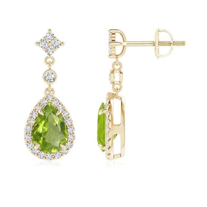 ANGARA 14K Solid Gold/Platinum Natural Peridot Drop Earrings for Women | August Birthstone Jewelry Gift for Her | Birthday, Wedding & Anniversary Present | Elegant Everyday Wear & Special Occasion Jewelry