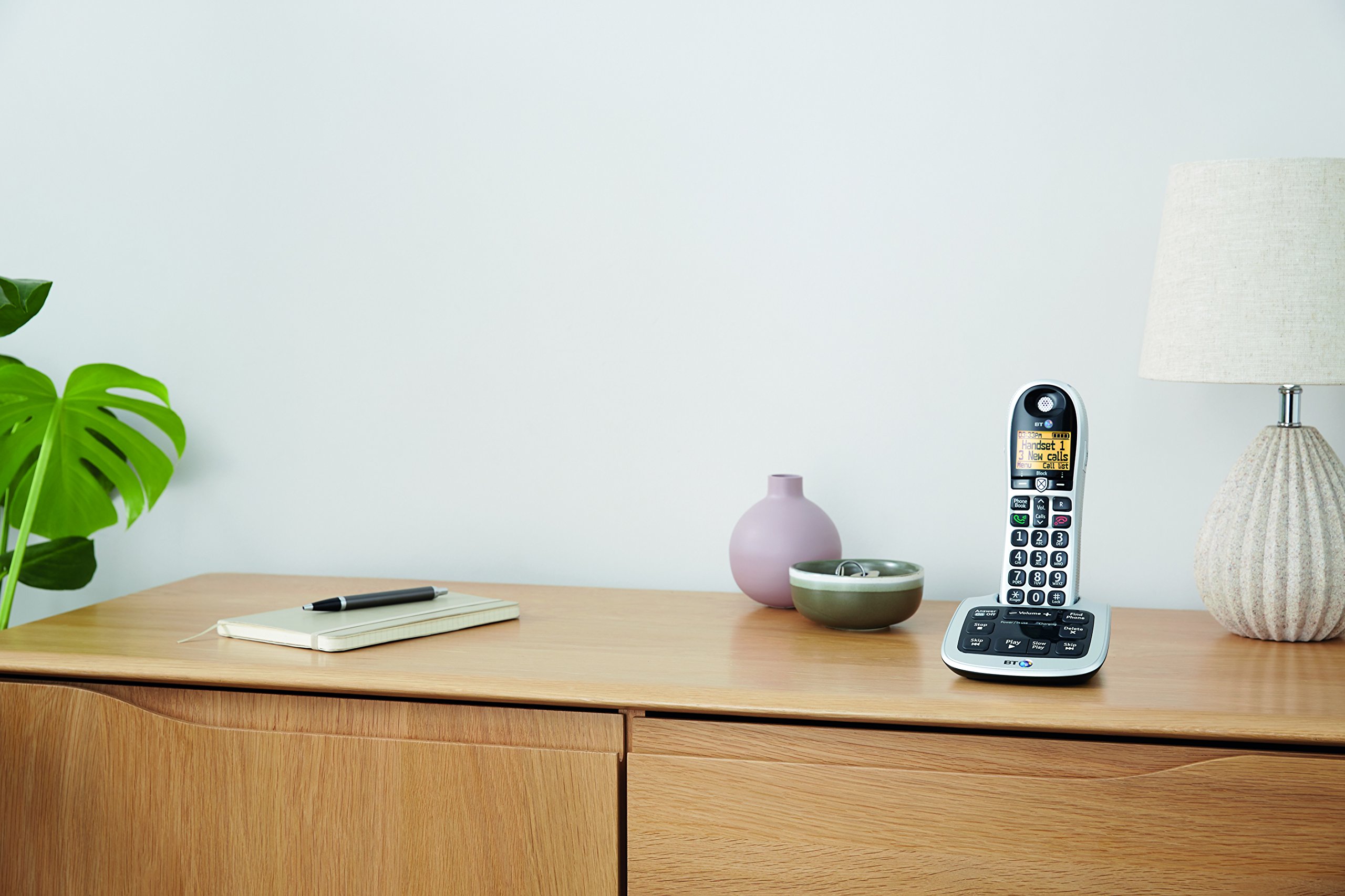 BT 84668 4600 Big Button Advanced Call Blocker for Landline Phones with Answering Machine - Trio Handset Pack in Black & White - Ideal for Seniors & Home Offices with Call Screening & Robocall Protection