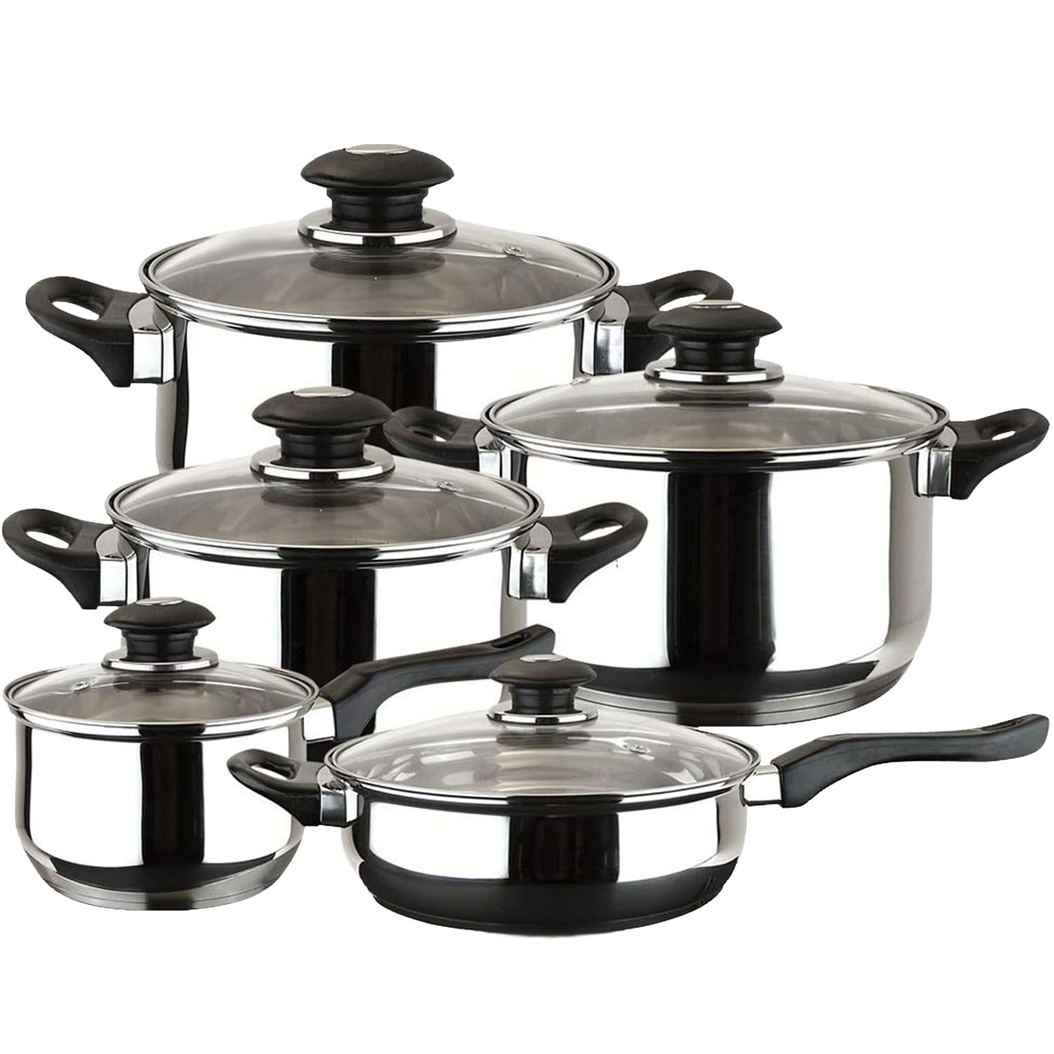 MAGEFESA 10-Piece Stainless Steel Cookware Set - Nonstick, Dishwasher Safe with Soft-Touch Bakelite Handles for Comfortable Cooking - Perfect for Family Meals & Professional Kitchens