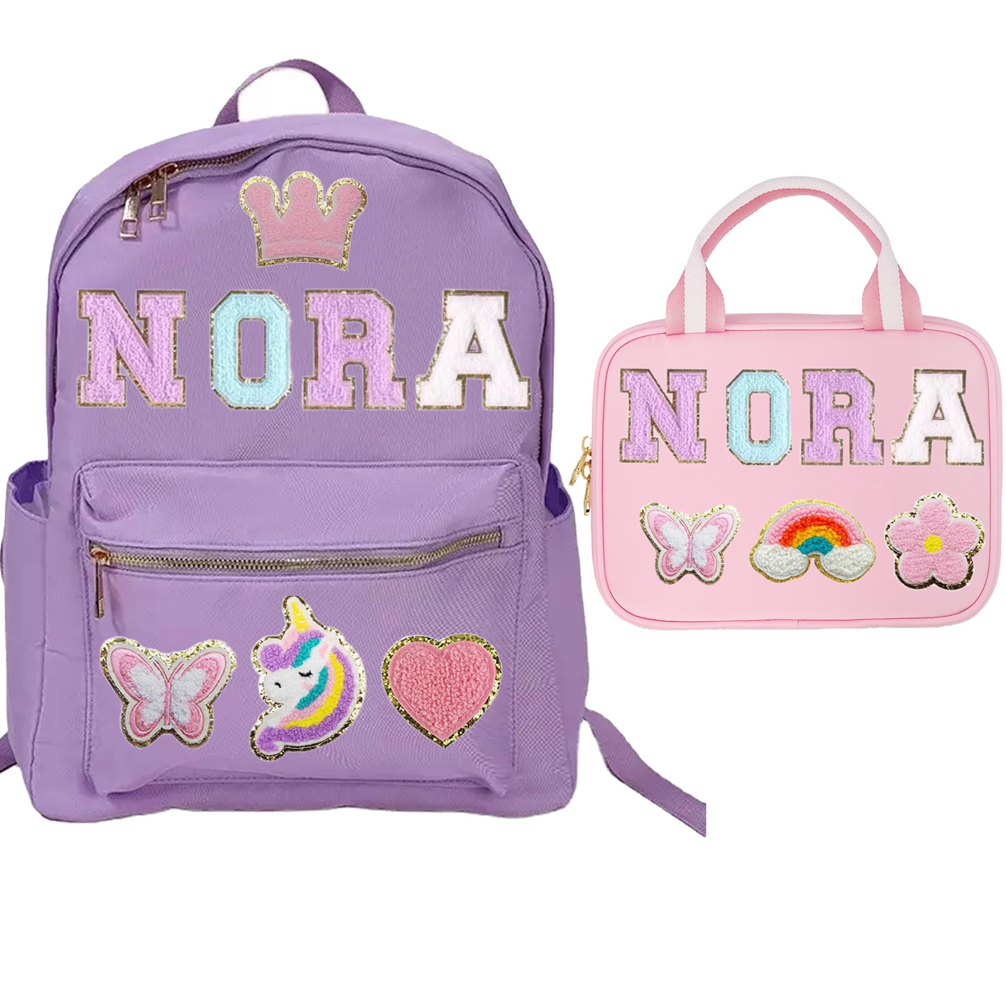 Personalized Backpack Lunch Bag for Kids - Custom Name Patch Nylon School Backpack for Boys & Girls - Perfect for Back to School, Birthday Gifts & Christmas Presents - Ideal for Daily Use, Travel & Outdoor Activities