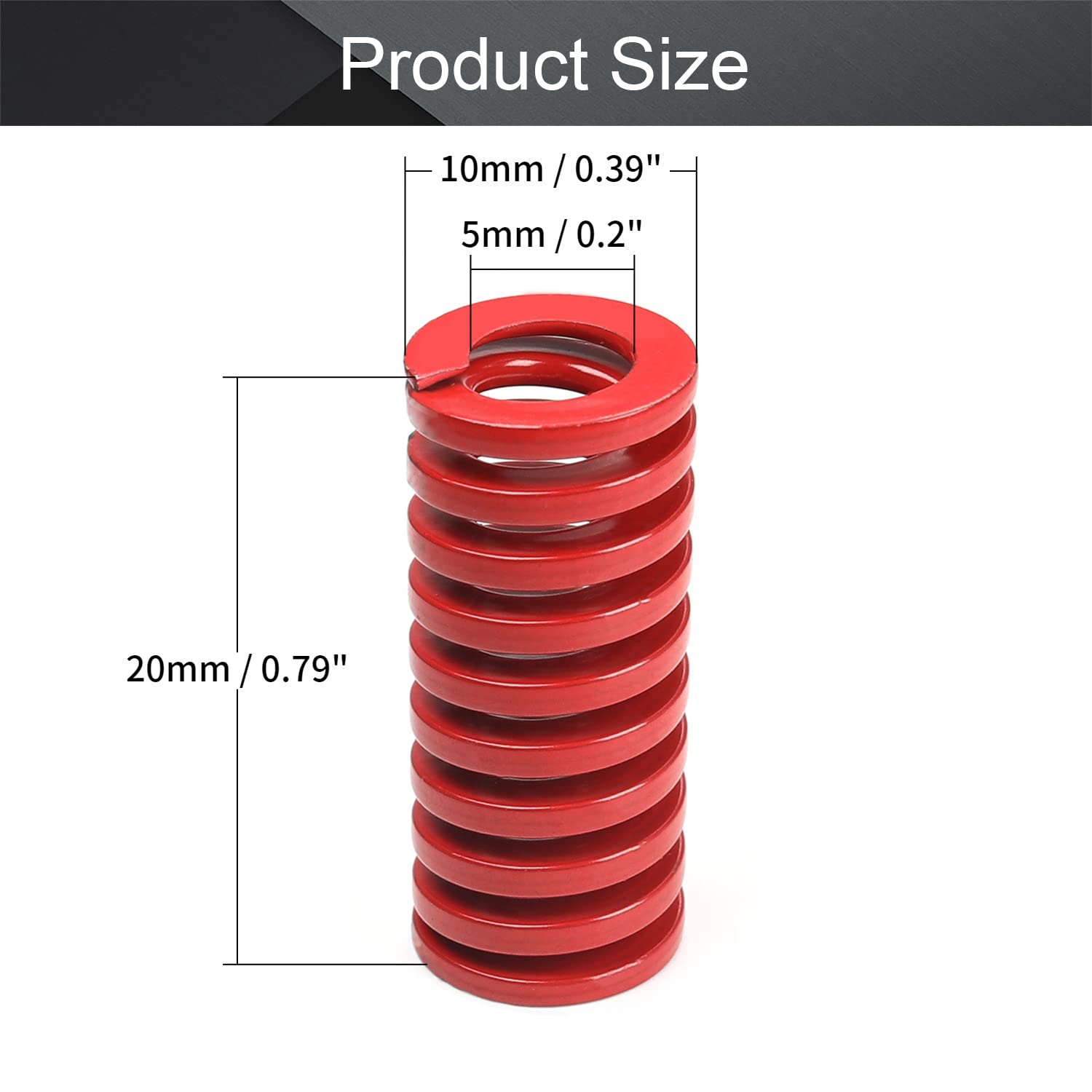 MroMax 3D Printer Die Spring - 10mm OD, 20mm Long Medium Load Compression Mold Spring for Creality Ender 3/5, Electric Parts, Red (2PCS) - Perfect for 3D Printer Maintenance & Bed Leveling