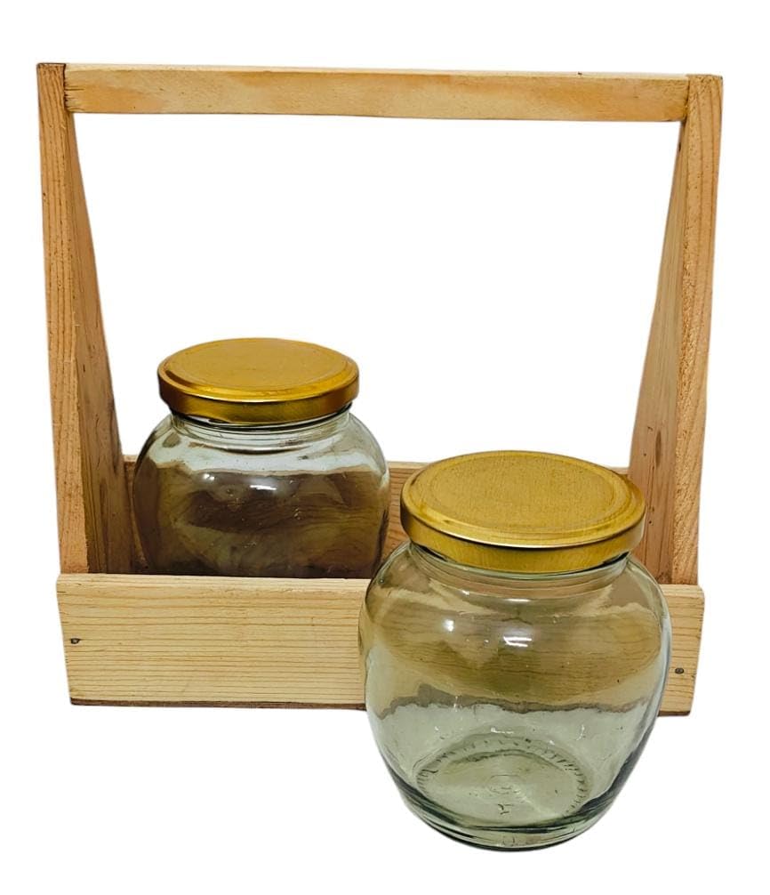 Premium Handmade Pine Wood Gift Tray Set with 2 Salsa Jars - Elegant Serving Tray for Dry Fruits, Cheese & Charcuterie - Perfect for Housewarming, Wedding & Holiday Gifts - Rustic Wooden Decorative Tray for Dining & Entertaining