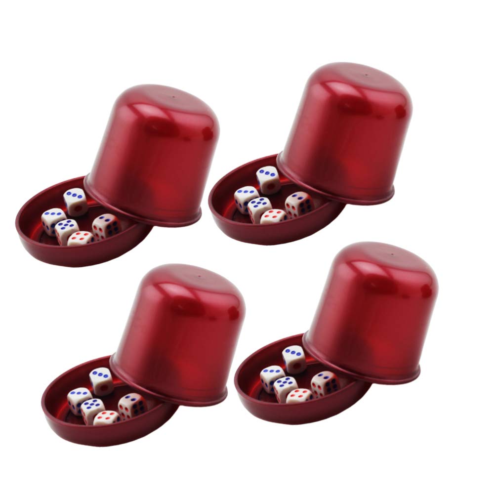 NUOBESTY Professional Plastic Dice Cup Set with 5 Dot Dices - Perfect for Liar's Dice, Yahtzee, Farkle, Bar & KTV Games - Anti-Cheating Design (Black) - Great for Family Game Nights, Parties & Casino-Style Entertainment