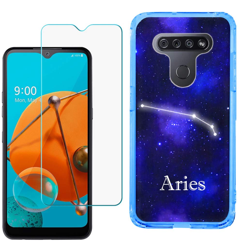 LG K51 Case - Slim TPU Cover with Tempered Glass (Blue) | Durable Protection for Daily Use