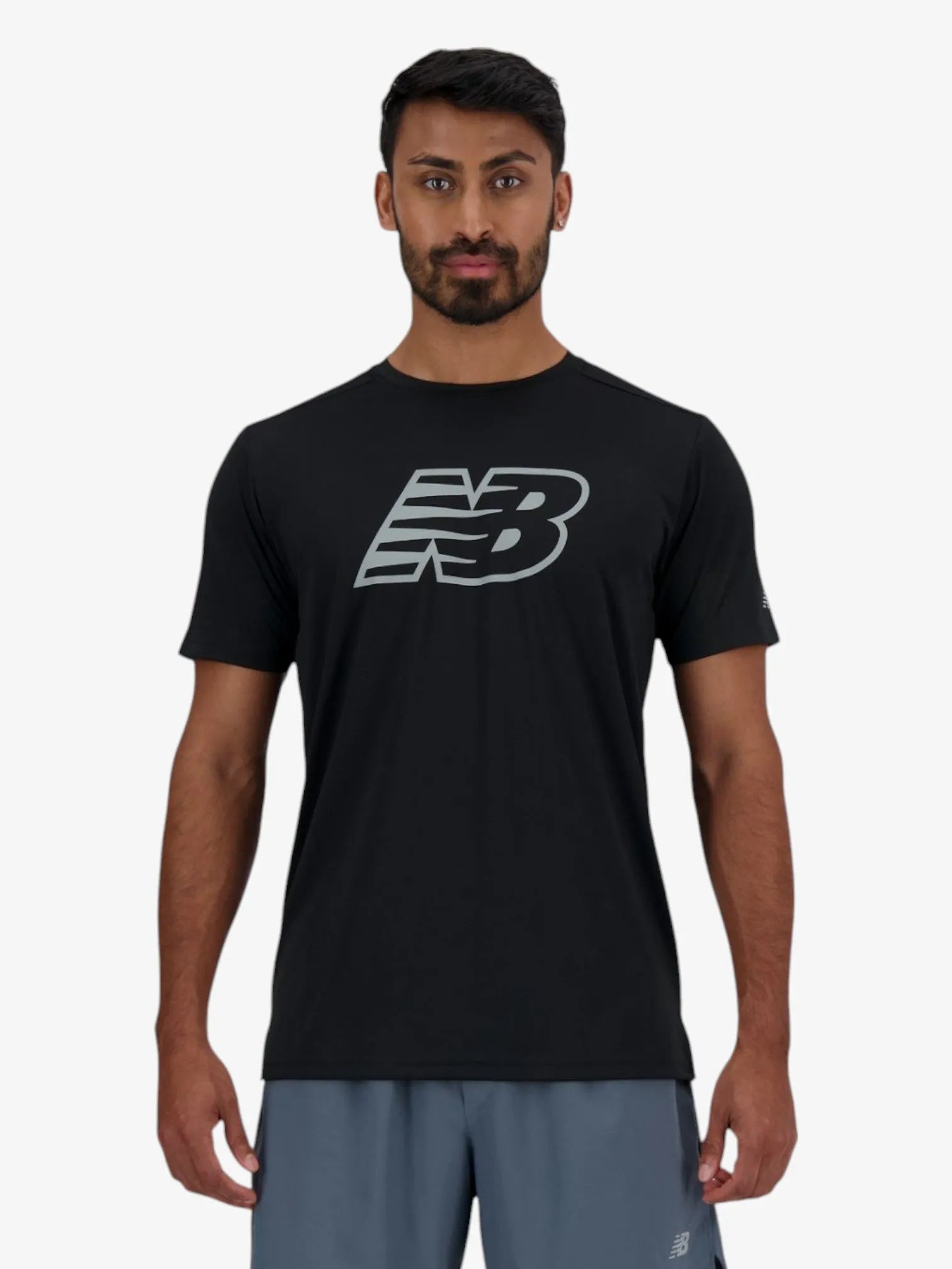 New Balance Sport Essentials Printed Black T-Shirt for Men - Comfortable Athletic Tee for Running, Gym & Casual Wear