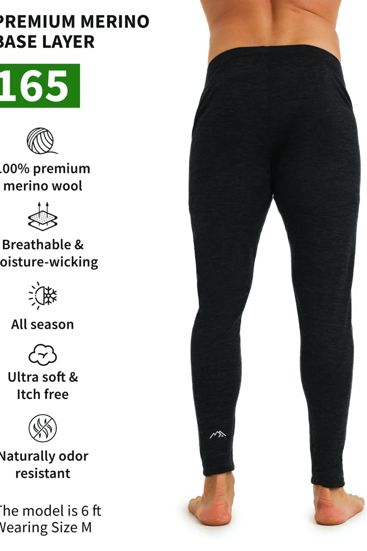 Men's Merino Wool Pants 165 Charcoal Grey - Premium Comfort for Outdoor Hiking & Winter Travel
