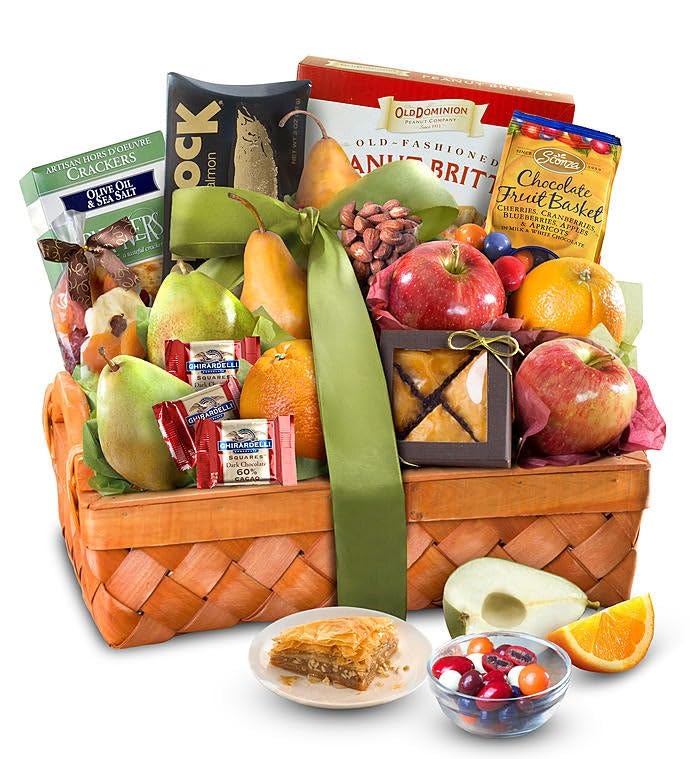 Premium Kosher Gift Basket - Assorted Dried Fruits, Gourmet Sweets & Kosher Snacks - Perfect for Holidays, Birthdays & Corporate Gifts - Certified Kosher Deluxe Food Hamper
