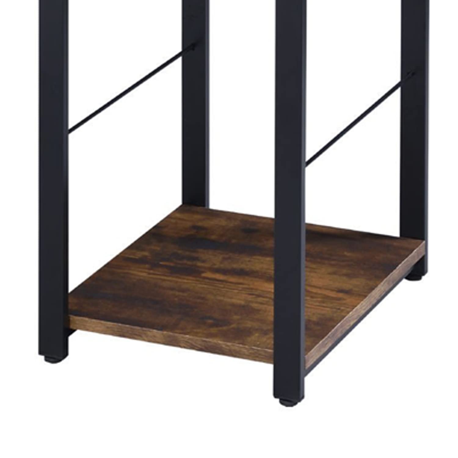 Benjara Modern Writing Desk with 2-Tier Shelves & Sturdy Tubular Metal Legs - Brown & Black Home Office Furniture for Small Spaces | Perfect for Remote Work, Study & Crafting