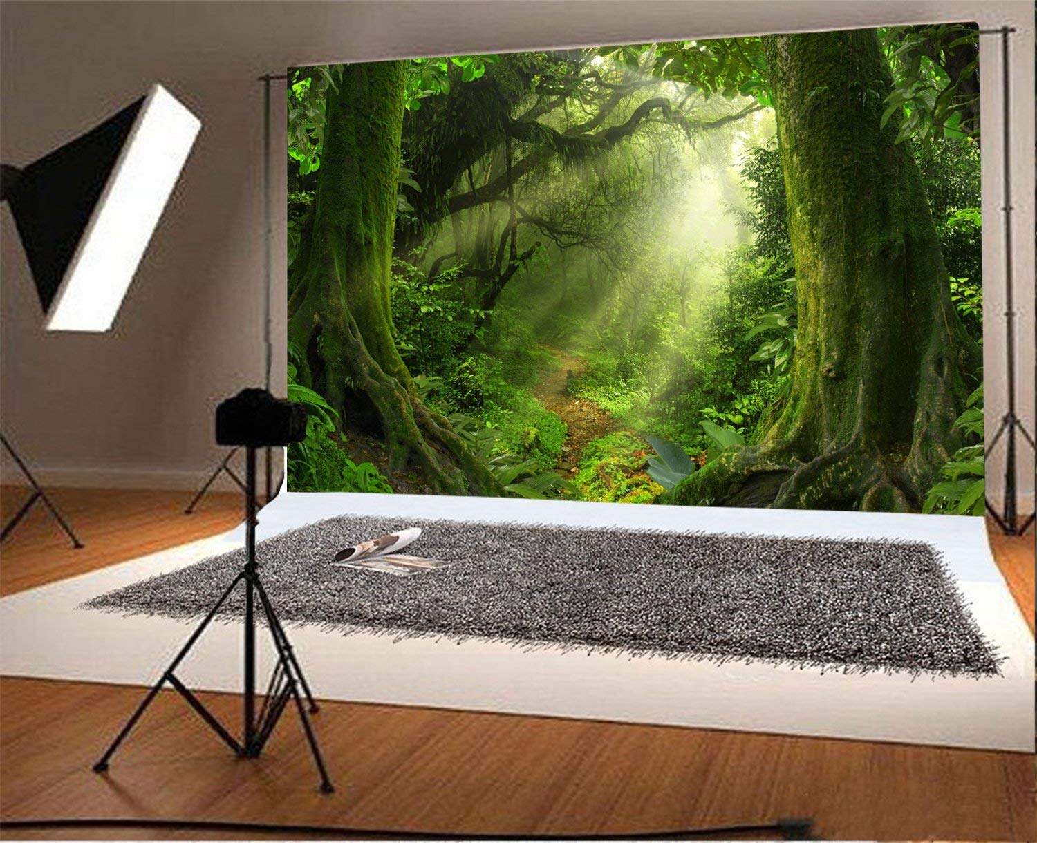Leowefowa 10x8ft Jungle Forest Photography Backdrop - Old Trees with Green Vines & Dirt Road Fairytale Scene - Vinyl Photo Background for Kids Portraits, Baby Photos, Studio Props - Perfect for Birthday Parties, Baby Showers & Themed Events