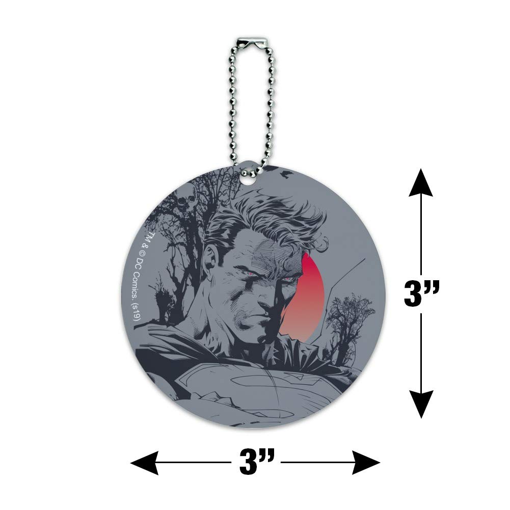 Superman Dark Persona Round Luggage ID Tag - Durable Suitcase Name Tag for Carry-On Bags - Perfect for Travel, Business Trips & Vacation Identification