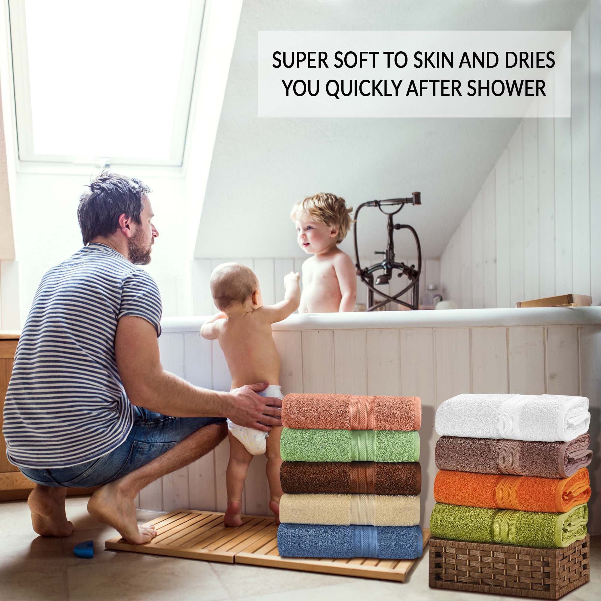 Premium Atlas Cotton 4-Piece Bath Towel Set - Ultra Absorbent, Heavyweight & Soft for Spa, Gym & Luxury Bathrooms - Quick Drying & Durable Home Essentials