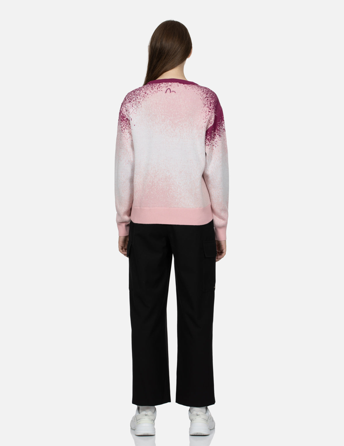 Logo Intarsia Gradient Relaxed Fit Sweater for Women | Soft Oversized Pullover | Casual Comfort Wear for Fall & Winter | Perfect for Office, Coffee Dates & Weekend Outings