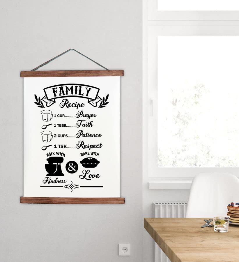 Family Recipe Hanging Canvas Art - Bake with Love Kitchen Wall Decor Scrolls - Ready to Hang 19x24-Inch Kitchen Art Prints - Kitchen Signs & Decorations for Home, Dining Room, or Gift Ideas