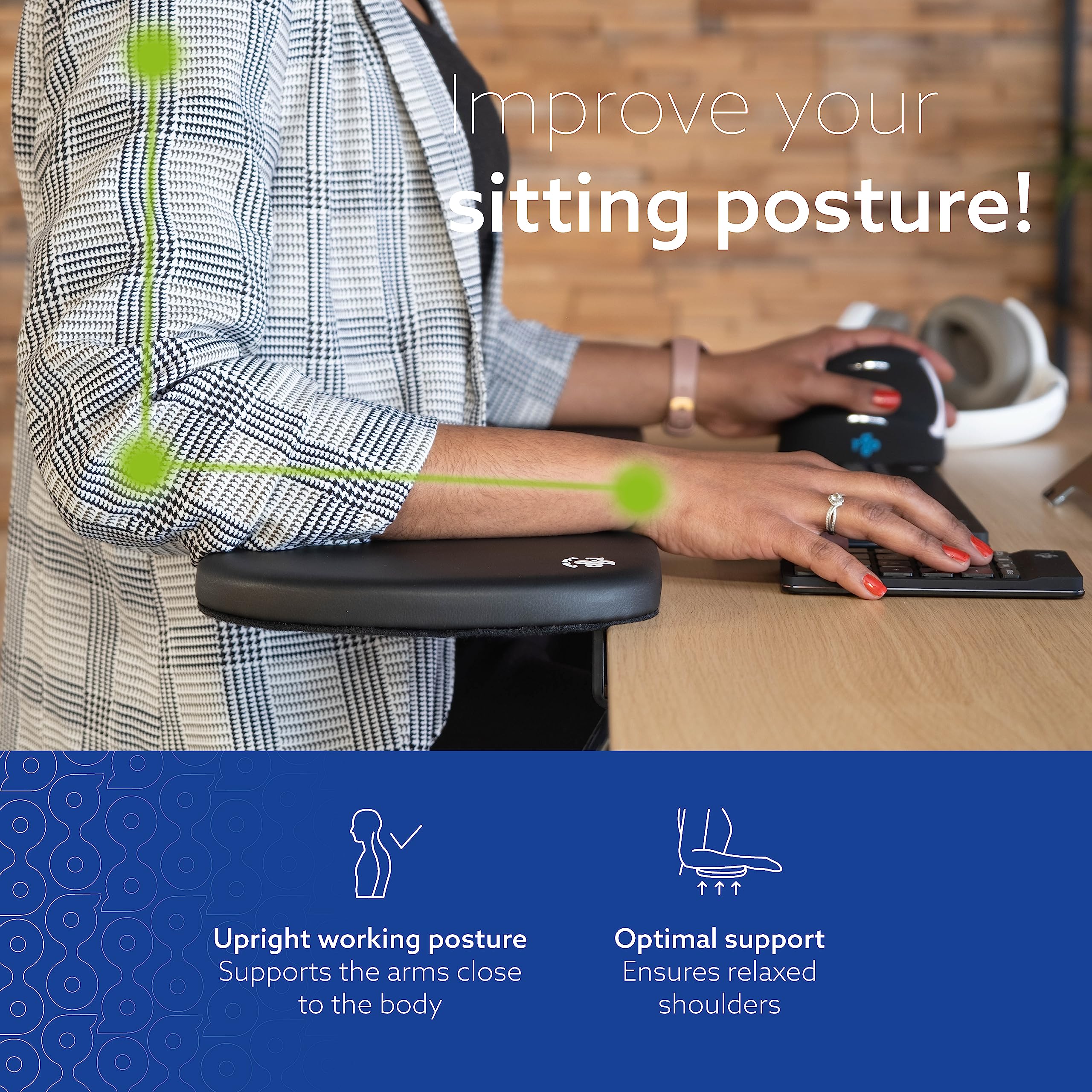 Ergonomic R-Go Arm Rest for Desk - Adjustable Wrist & Elbow Support with Soft Sponge Padding - Pain Relief Keyboard Tray for Office & Home Workspace - Easy Clamp-On Design (Black) | Perfect for Typing, Gaming & Computer Work