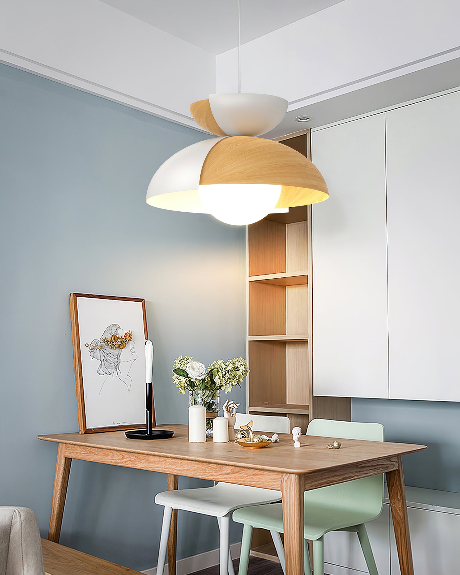 Large Bowl Pendant Light - Modern Hanging Lamp for Dining Room, Kitchen Island, or Living Room Decor