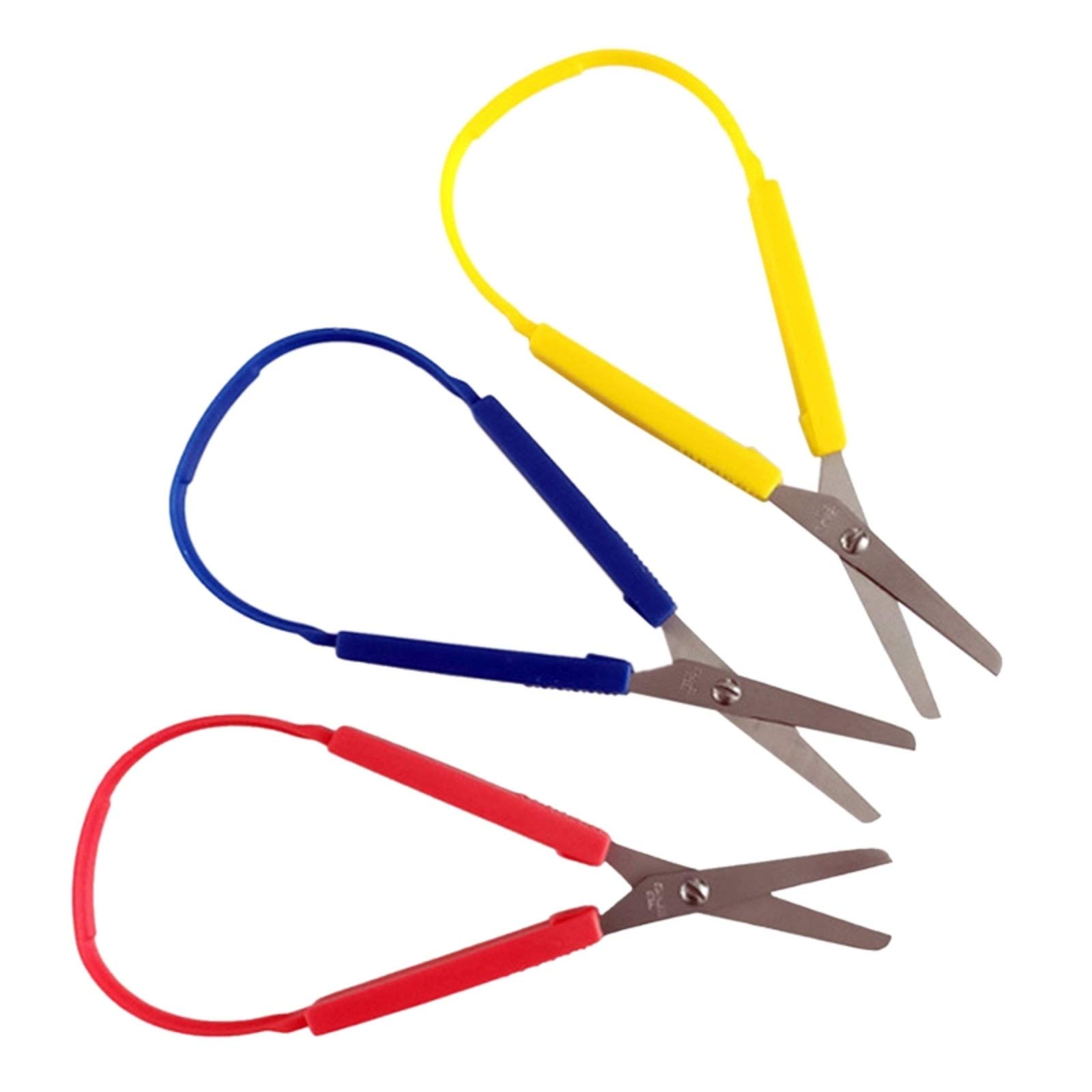 3Pcs Loop Scissors for DIY Crafts - Colorful Safety Scissors with Easy Grip Handle & Self-Opening Design - Perfect for Kids, Adults, Home, Office & School Projects - Great for Paper Cutting, Fabric Crafts, Gift Wrapping and Classroom Activities