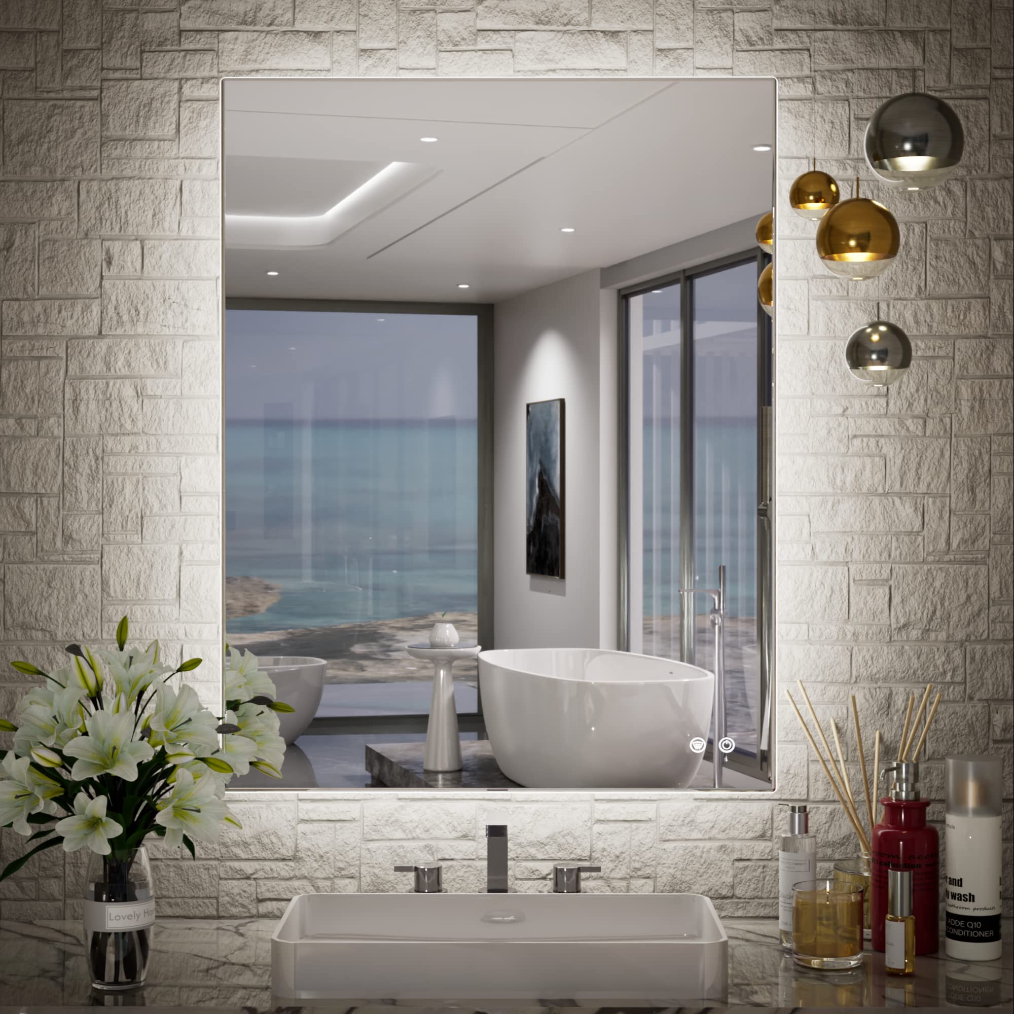 24 x 32 Inch LED Backlit Bathroom Vanity Mirror - Anti-Fog, Dimmable, CRI90+, Touch Control, Waterproof, Horizontal/Vertical Mount - Perfect for Makeup, Shaving & Home Decor