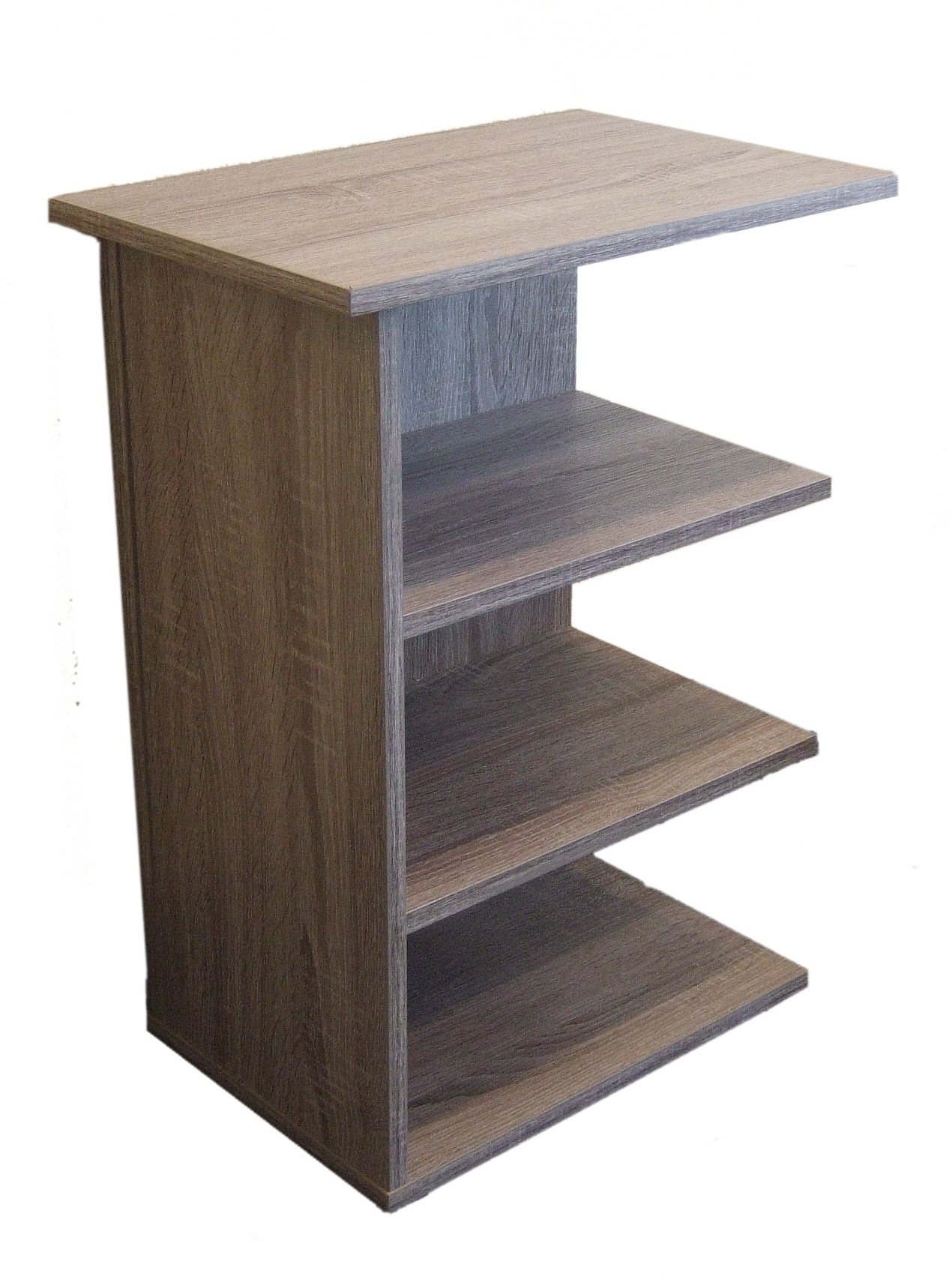 Rustic Grey Oak Magazine Rack End Table - Classic Side Table for Living Room, Bedroom, or Reading Nook - Holds Books, Newspapers & Coffee - Small Space Furniture - HomeConcept 11451RG - Perfect for Cozy Corners & Modern Farmhouse Decor