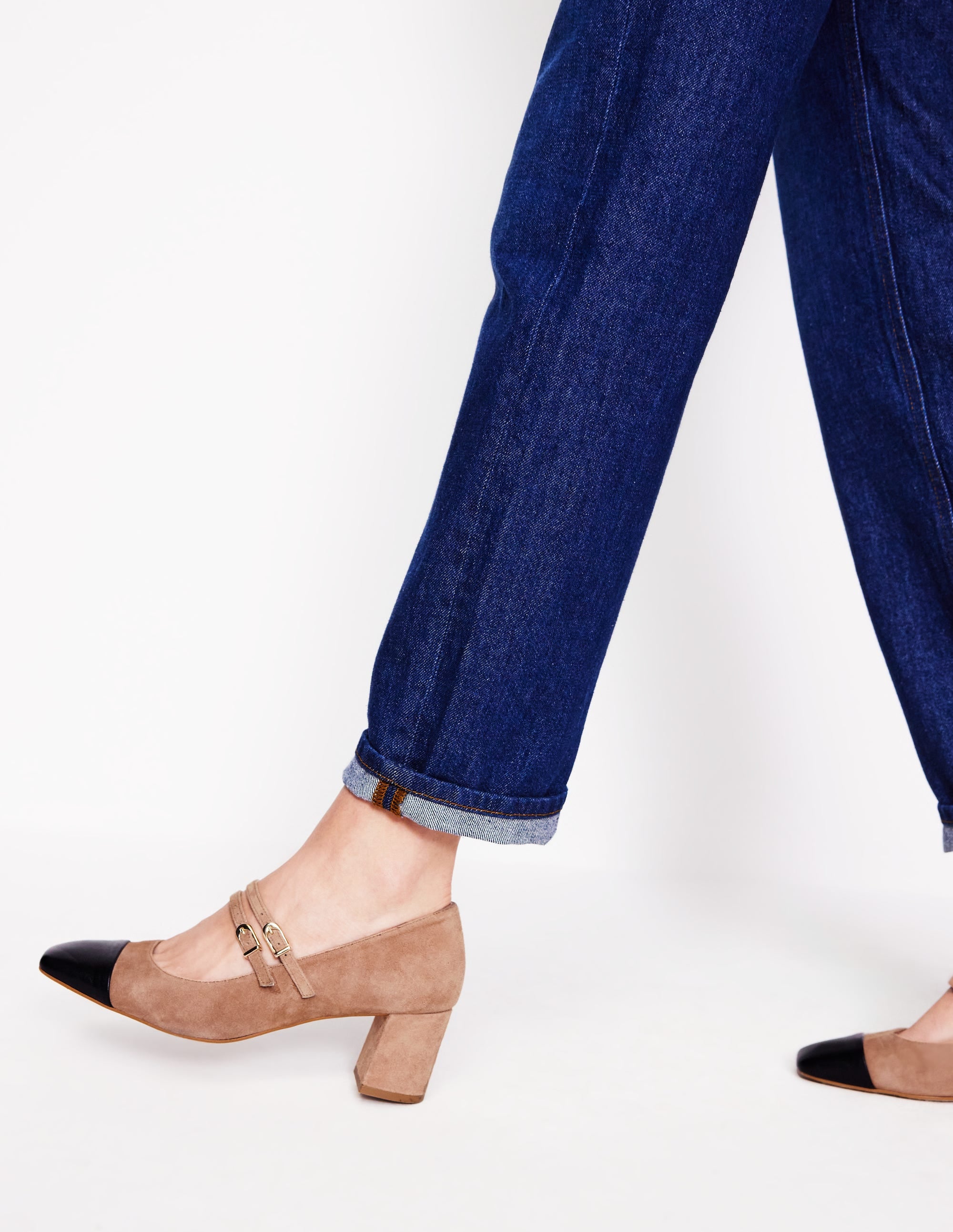 Stylish Block Heel Pump Shoes in Latte & Black Leather - Perfect for Office, Parties & Special Occasions