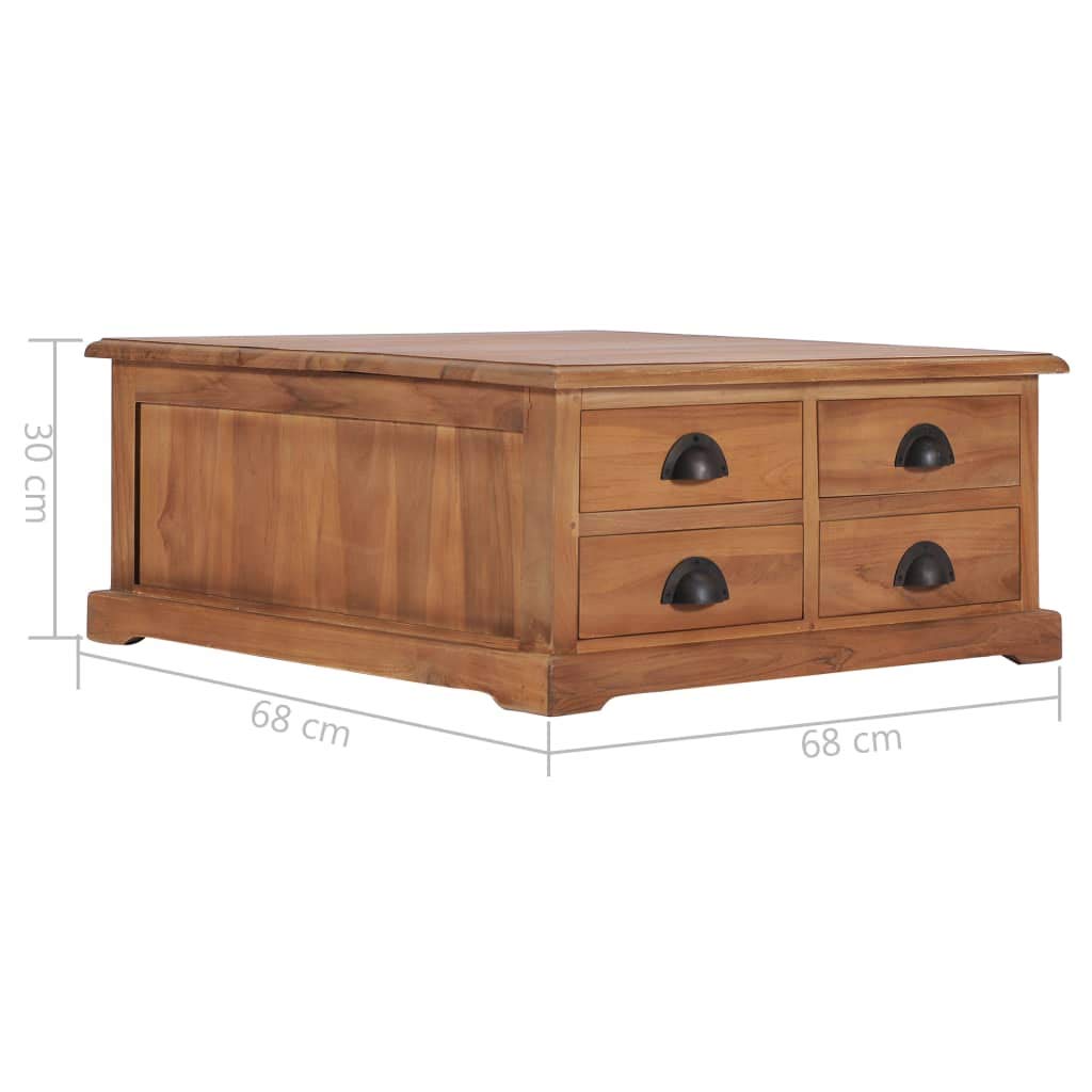 FAMIROSA Teak Coffee Table 26.8x26.7x11.8 for Living Room Decor
