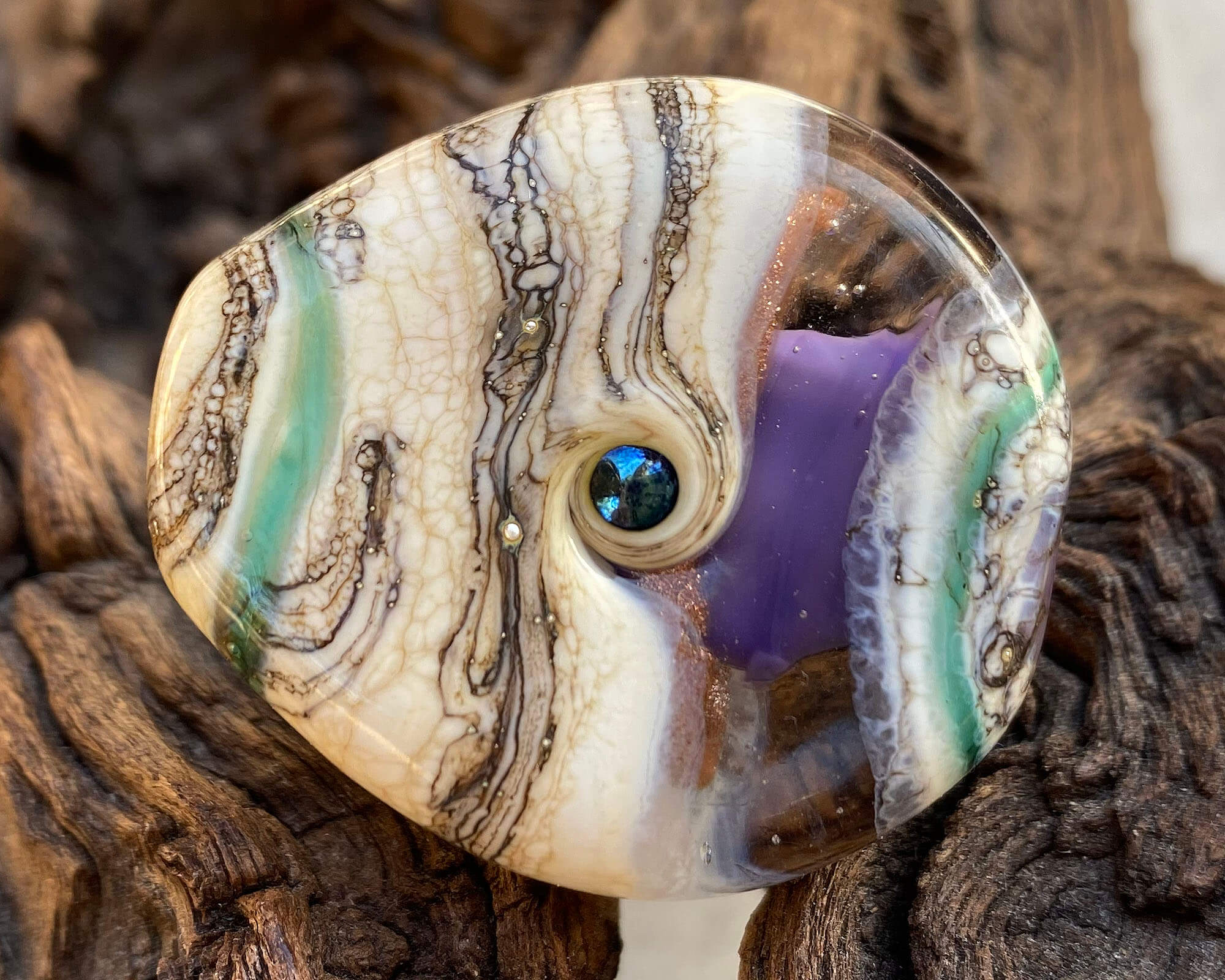 Handmade Purple Organic Lampwork Glass Focal Bead for Jewelry Making - SRA Certified Artisan Bead for Necklaces, Bracelets & DIY Craft Projects