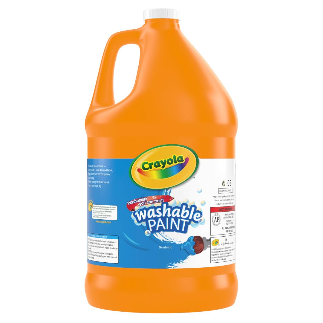 Crayola Washable Orange Paint - 1 Gallon Non-Toxic Art Supplies for Kids, Classroom & DIY Crafts | Perfect for School Projects, Home Decor & Creative Activities