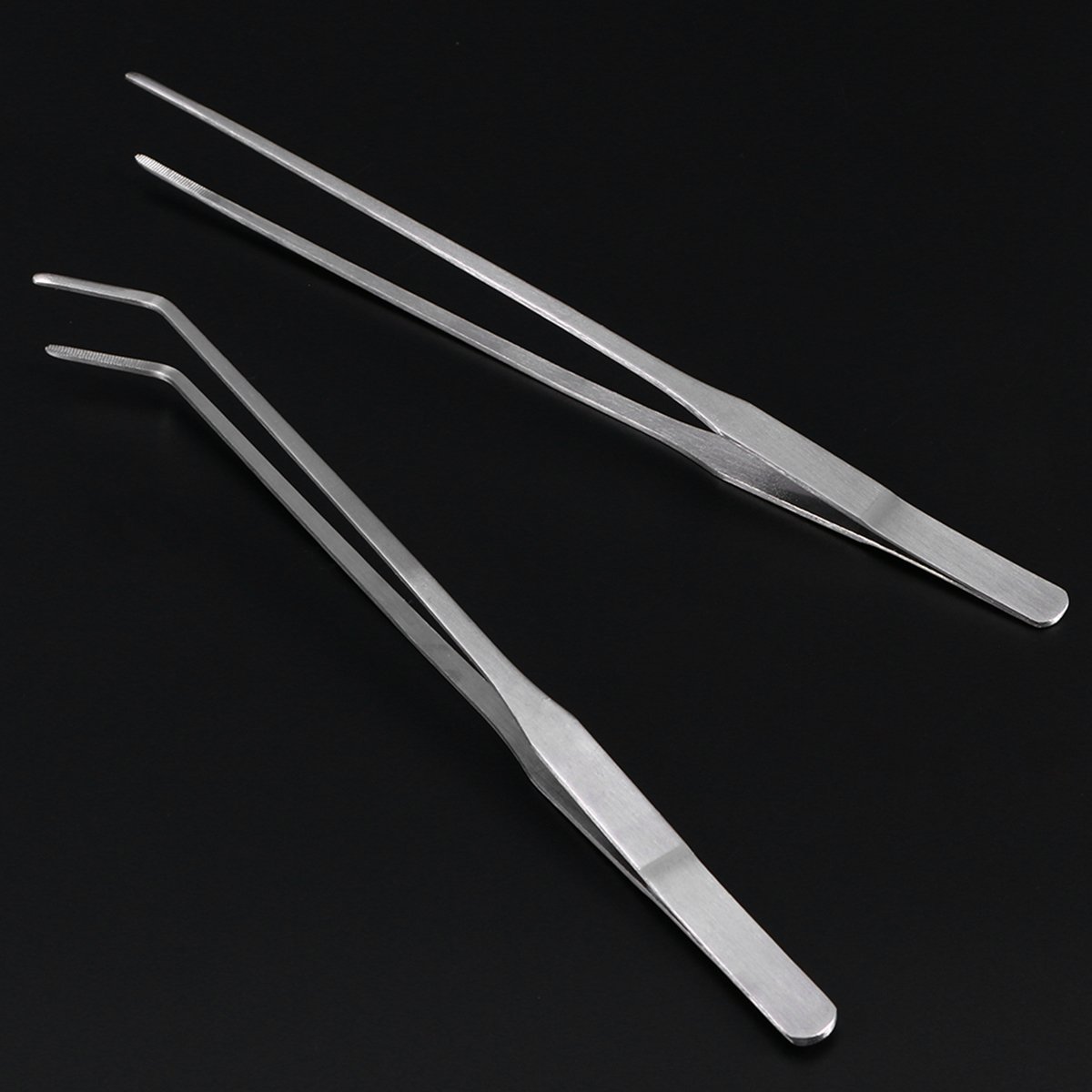 2-Pack 27-Inch Long Aquarium Tweezers - Straight & Curved Fish Tank Plant Tools for Feeding, Planting & Maintenance - Perfect for Aquatic Plants, Coral & Small Fish Care