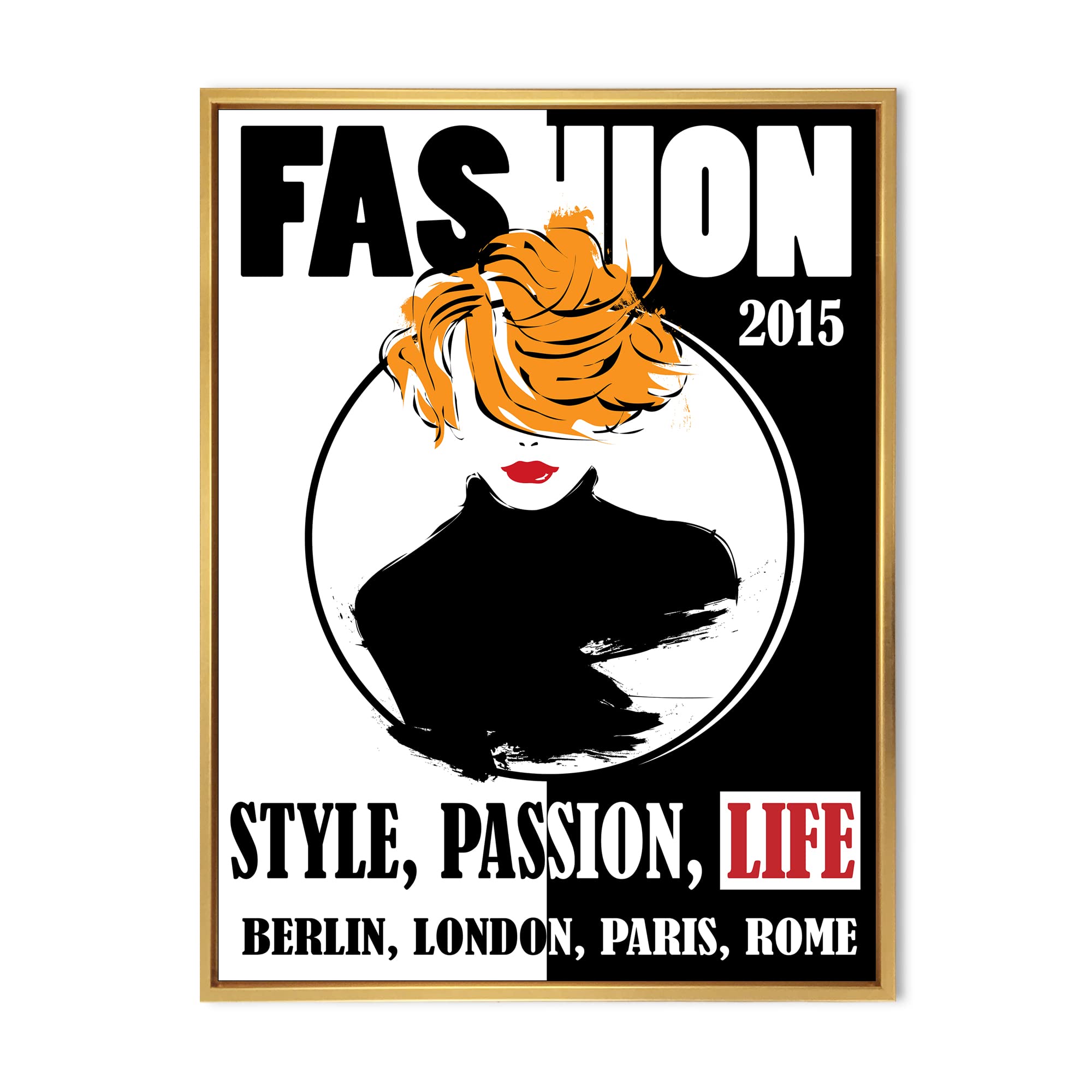 DesignQ Style Passion Life Fashion Girl V - Modern Framed Canvas Wall Art Print for Living Room, Bedroom & Office Decor | Trendy Home Wall Decorations