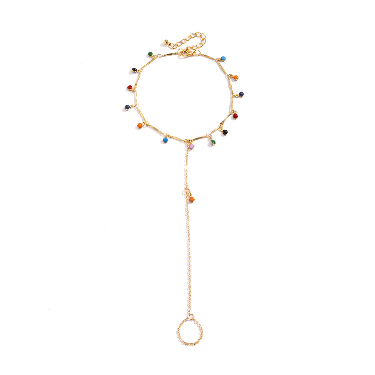 Elegant Fringed Colorful Ankle Bracelet for Women - Creative Drop Ball Thin Chain Foot Jewelry - Perfect for Beach, Parties & Boho Fashion