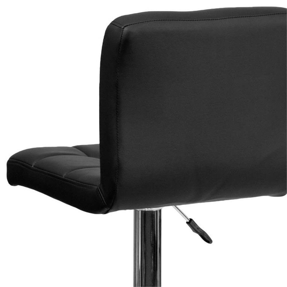 Black Adjustable Bar Stools Set of 2 - Home Square Quilted Counter Height Stools for Kitchen Island, Breakfast Bar & Home Decor