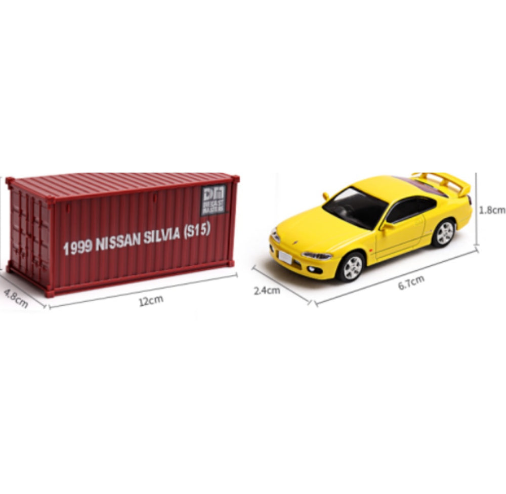 1:64 DieCast Nissan Silvia S14 S15 Model Car - Collectible Miniature Toy for Hobbyists & Car Enthusiasts | Perfect Gift for Birthday, Christmas & Display Collection | DM Container Brand