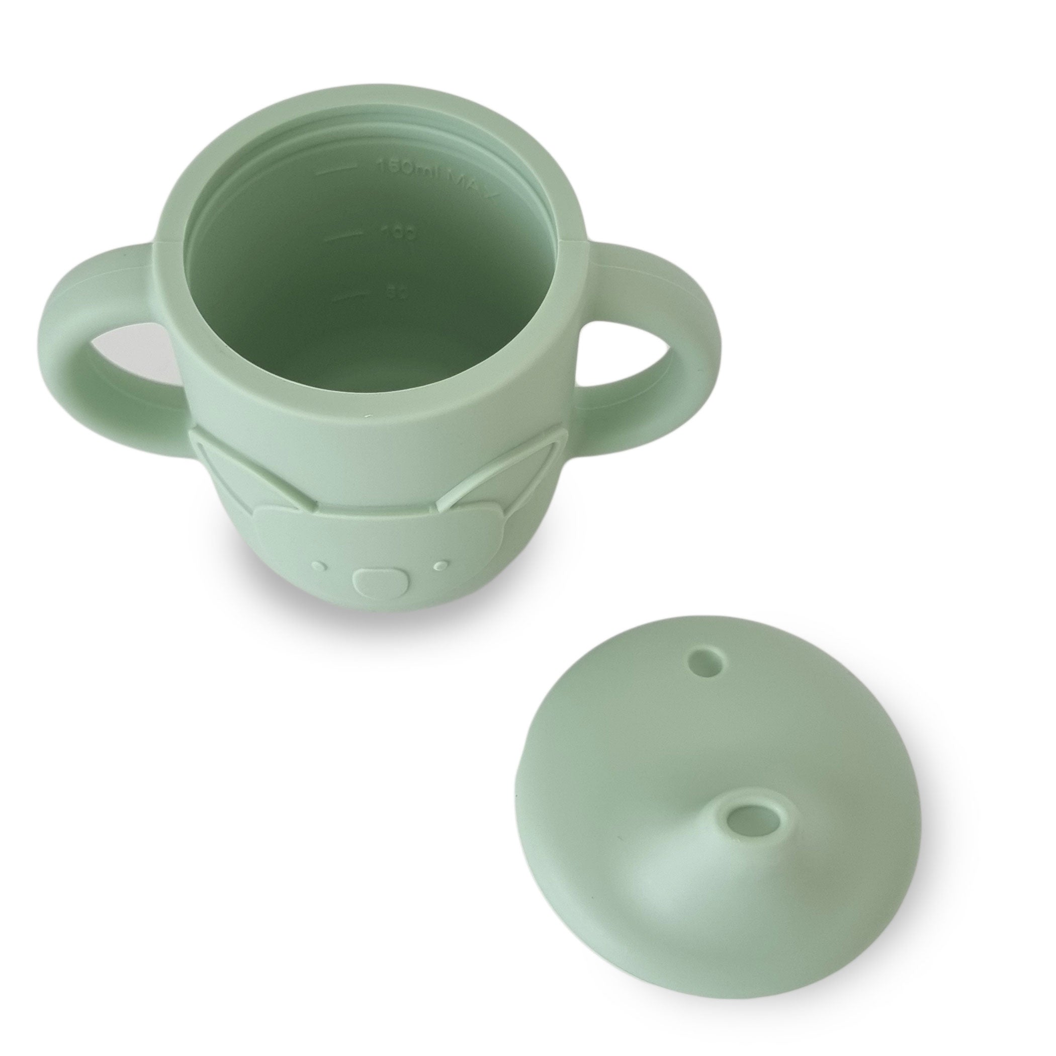 Plum Silicone Koala Sippy Cup for Toddlers - BPA-Free Spill-Proof Baby Water Bottle with Handle - Cute Olive Green Design - Perfect for Daycare, Travel & On-the-Go Hydration