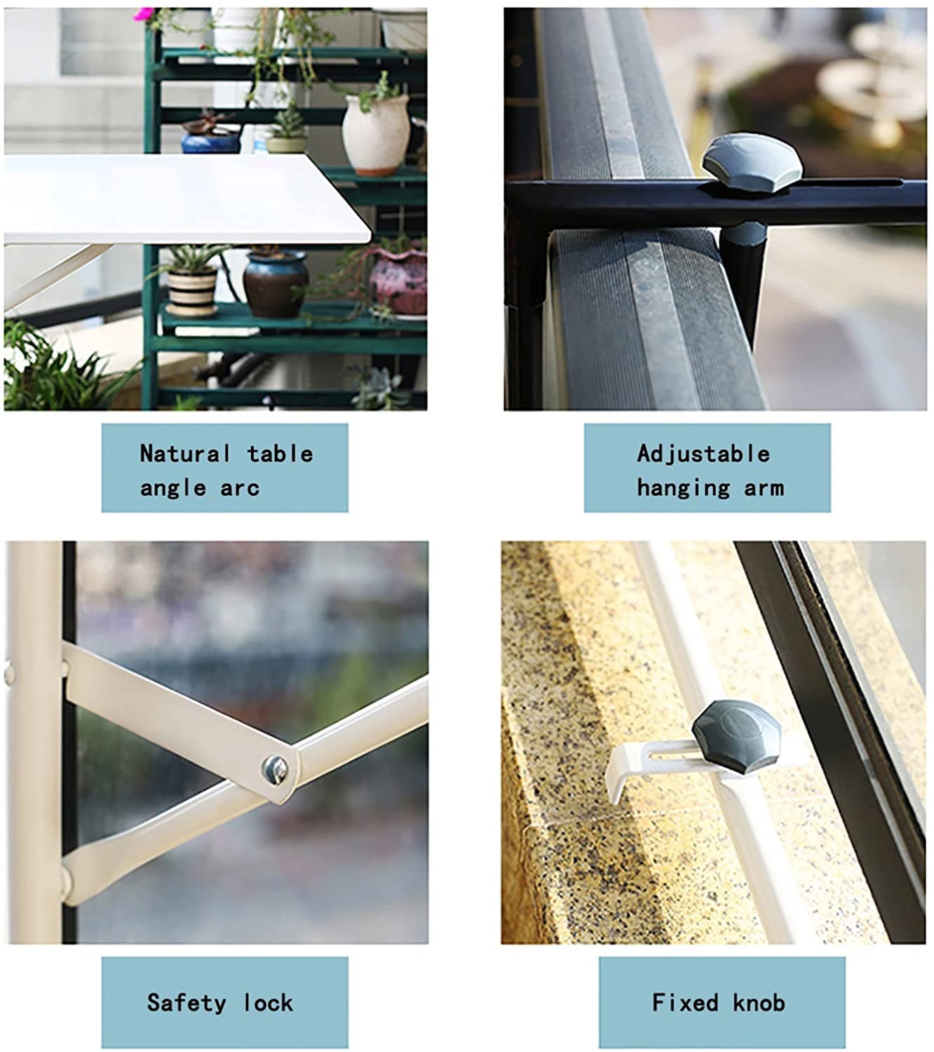 Folding Wall Mounted Side Table - Waterproof Balcony Railing Hanging Table for Outdoor Use, Patio, Garden, Backyard & Porch - Space Saving 60x40cm Black Bar Table (Perfect for Small Spaces & Outdoor Relaxation)