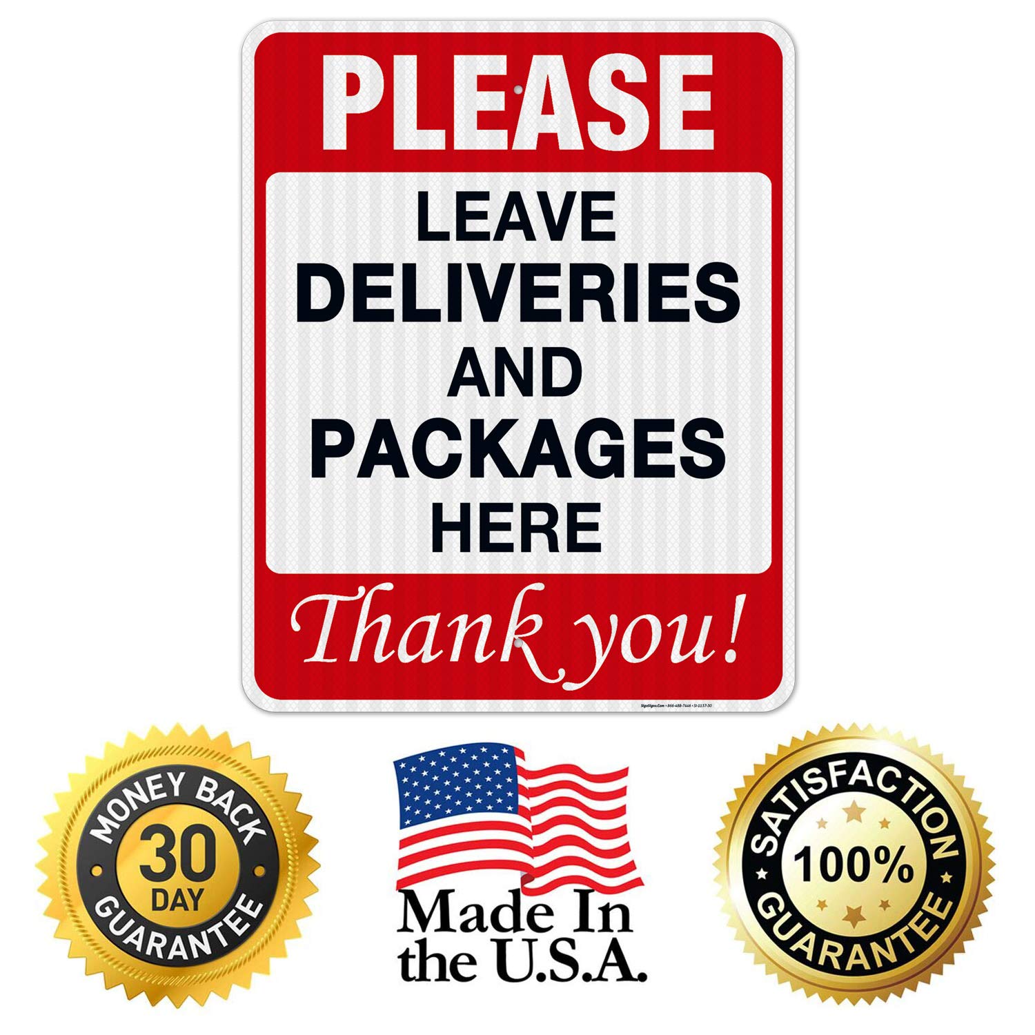 3M EGP Reflective Aluminum Delivery Sign - 24x30 Inches, Fade Resistant for Indoor & Outdoor Use - Perfect for Package Drop-Off Areas, Porches & Driveways - Made in USA