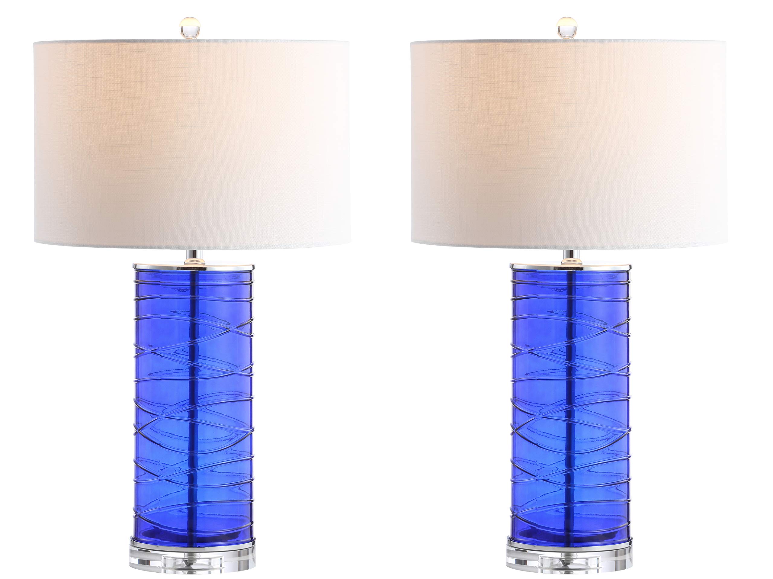 JONATHAN Y JYL4017D-SET2 Set of 2 Modern Fused Glass Cylinder LED Table Lamps - 27.5