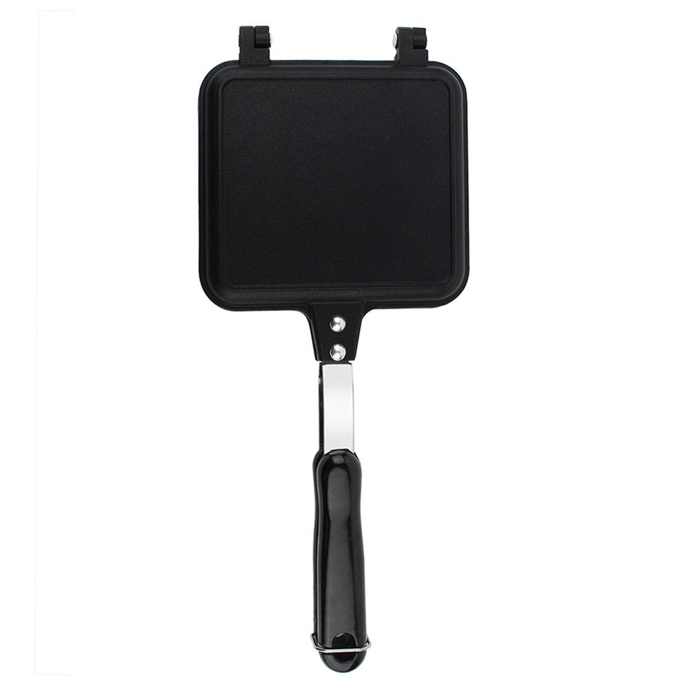 **Double-Sided Grill Pan for Sandwiches & Toasties - Non-Stick Breakfast Frying Pan & Waffle Maker - Perfect for Home Cooking, Camping & Outdoor BBQ (34.5x15x3cm) - Ideal for Quick Breakfasts, Picnics & Family Gatherings**