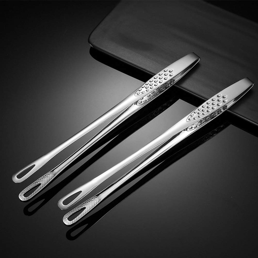 Premium Stainless Steel BBQ Tongs - Japanese Style Kitchen Serving Tongs for Grilling, Frying & Serving Steak, Fish, Salad - Heavy Duty Cooking Utensil for Outdoor BBQ, Picnic & Home Kitchen Use