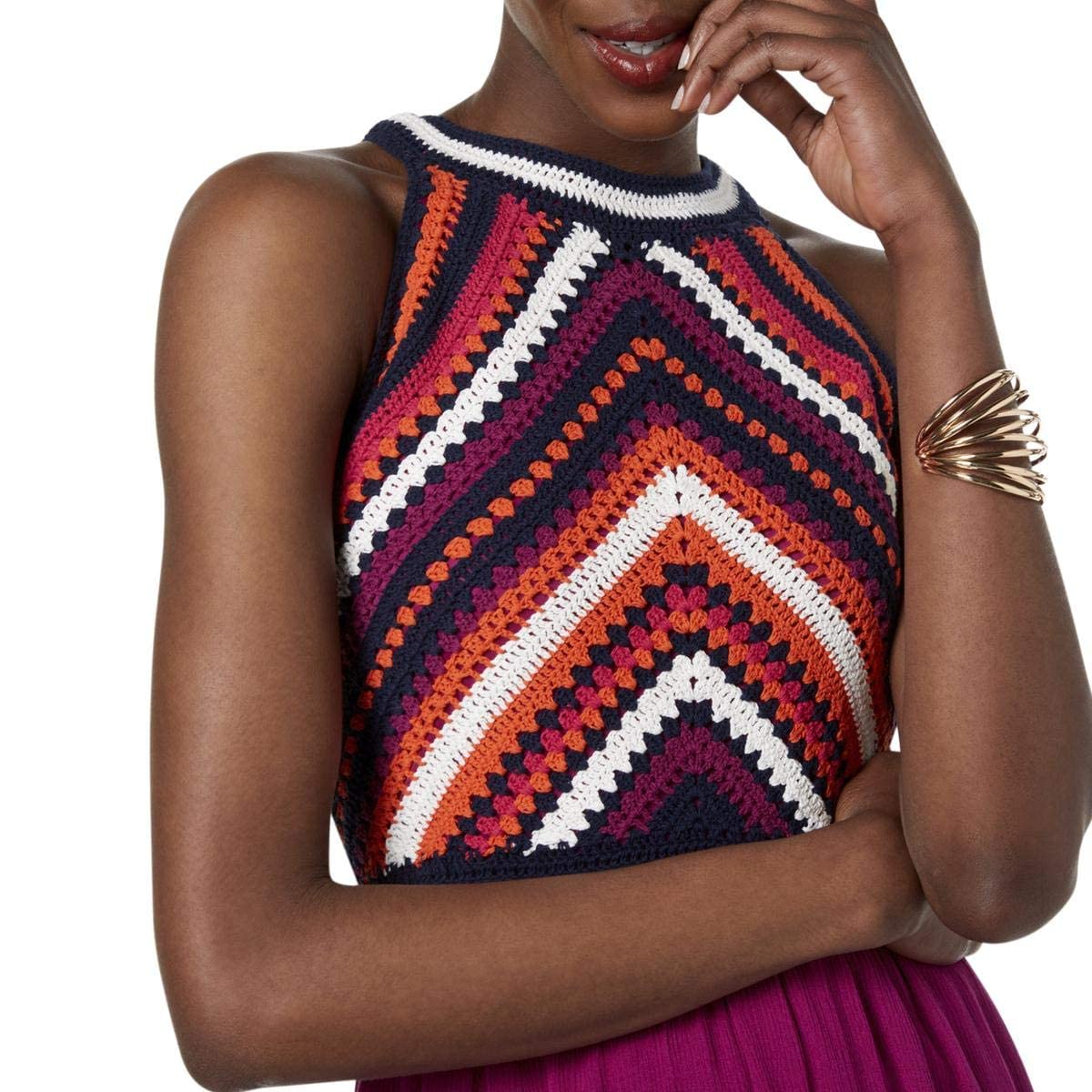 Sangria Women's High-Low Crochet Contrast Dress - Elegant Summer Beach Dress for Vacation, Party & Date Night