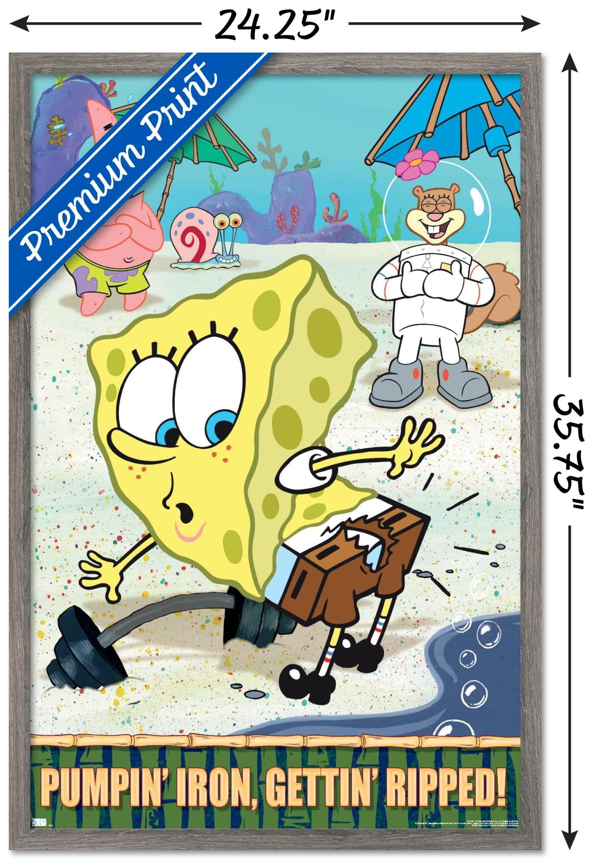 Trends International Nickelodeon SpongeBob SquarePants Wall Poster - 22.375 x 34 Inches Barnwood Framed Art Print - Perfect for Kids' Room Decor, Game Room, and TV Show Themed Spaces