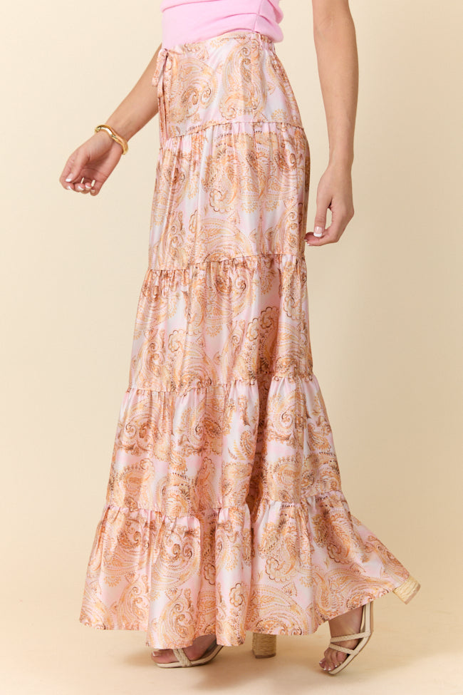 Sunlit Blossoms Floral Print Maxi Skirt for Women - Bohemian Beach Skirt with Elastic Waist, Perfect for Summer Vacations, Music Festivals & Beach Outfits