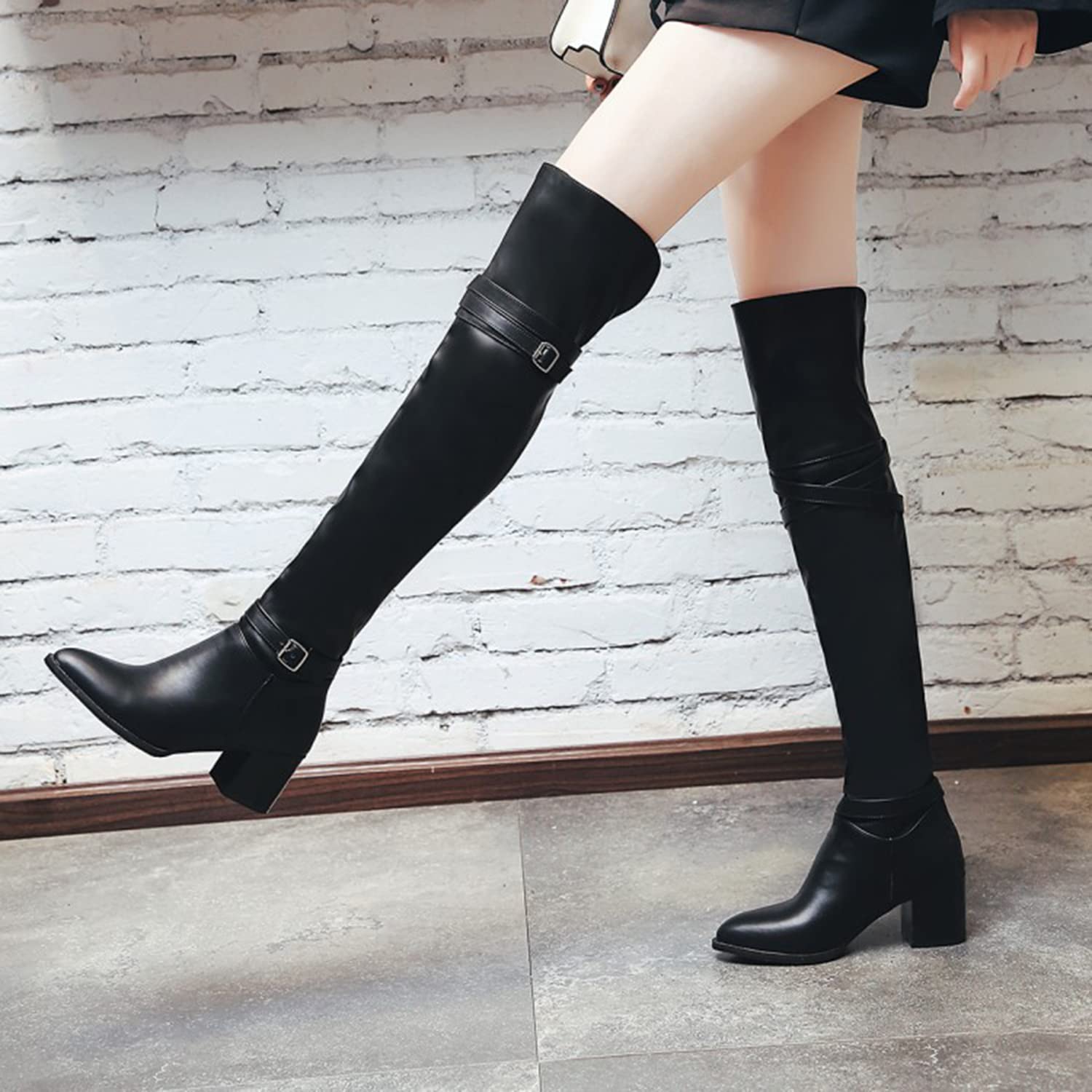 Women's Over The Knee Thigh High Boots - Low Mid Heel Winter Lace-Up Boots for Women - Comfortable & Stylish for Cold Weather, Parties, and Night Out