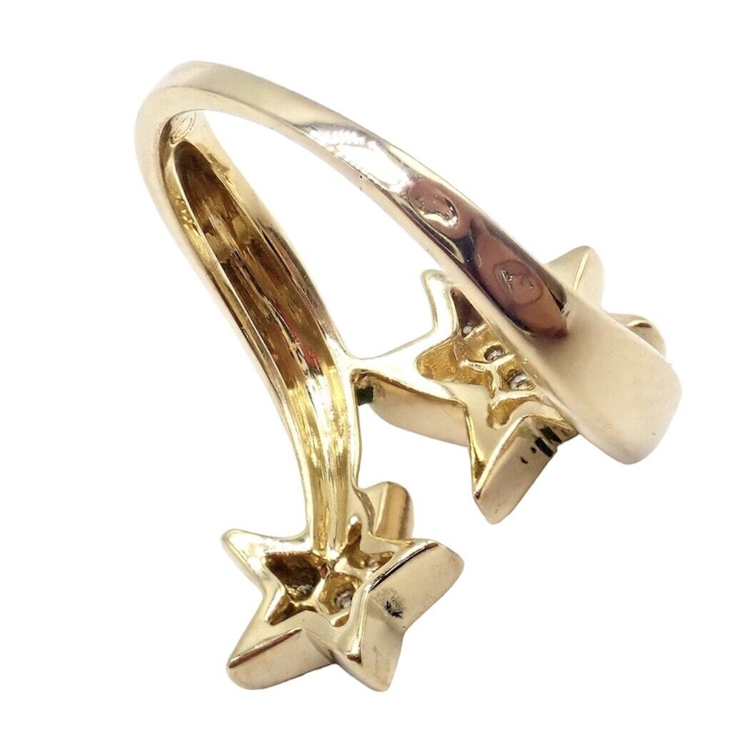 Chanel Comete 18k Yellow Gold Diamond Cocktail Ring Size 6.5 - Luxury Star Design Jewelry for Women, Perfect for Parties, Weddings & Special Occasions