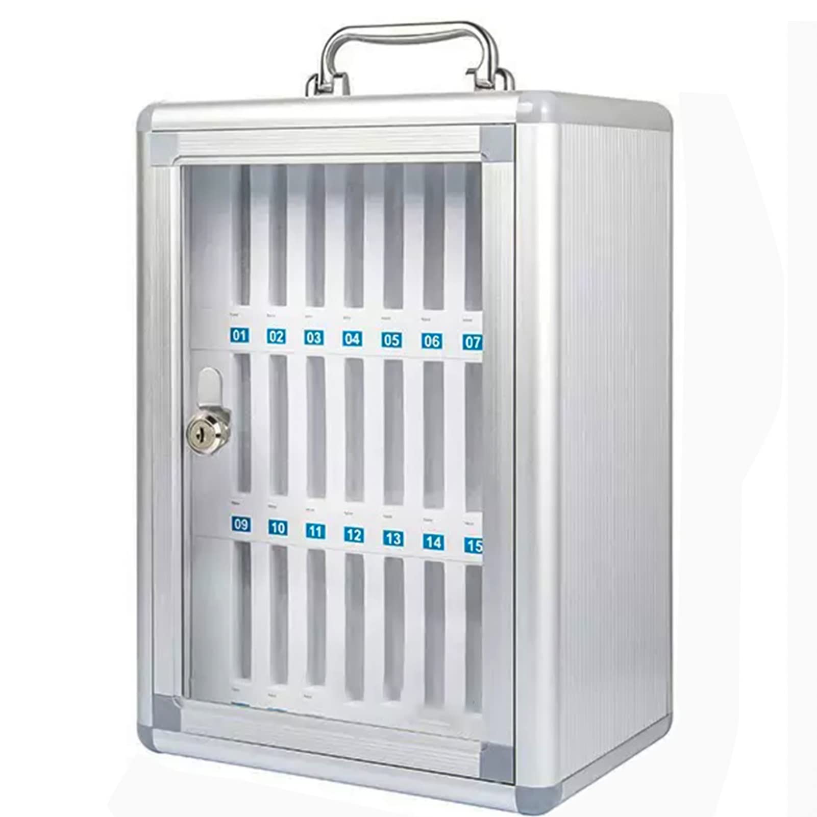 24-Slot Silver Wall-Mounted Cell Phone Lock Box with Stand - Secure Phone Storage for Classrooms, Offices & Meetings - Durable Phone Locker Organizer for Schools, Workplaces and Public Spaces