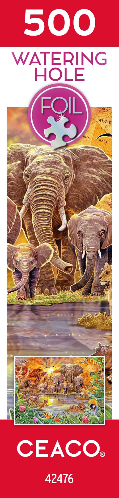 Ceaco 500 Piece Jigsaw Puzzle - Steve Sundram Watering Hole Foil Puzzle for Adults & Teens - Perfect for Family Game Nights, Stress Relief & Home Decor